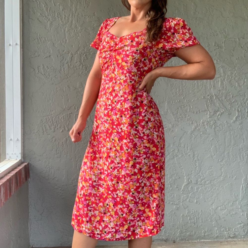 Floral Red Dress